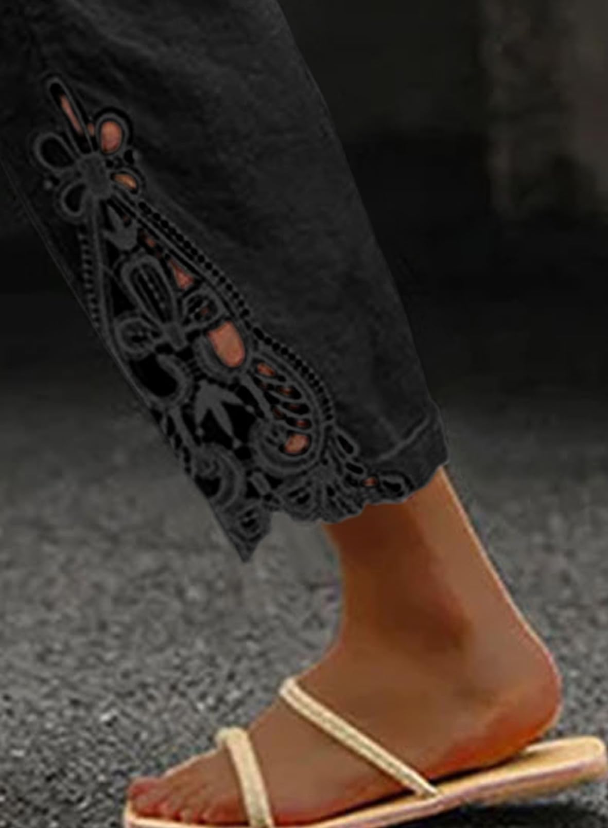 Foto 4 pulgar | Pantalones Acelit Casuales De Lino Con Cordón Y Cintura Elástica Para Mujer - Venta Internacional.