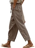 Pantalones Acelit De Lino Casual Para Mujer, Primavera Y Verano, Color Caqui - Venta Internacional.
