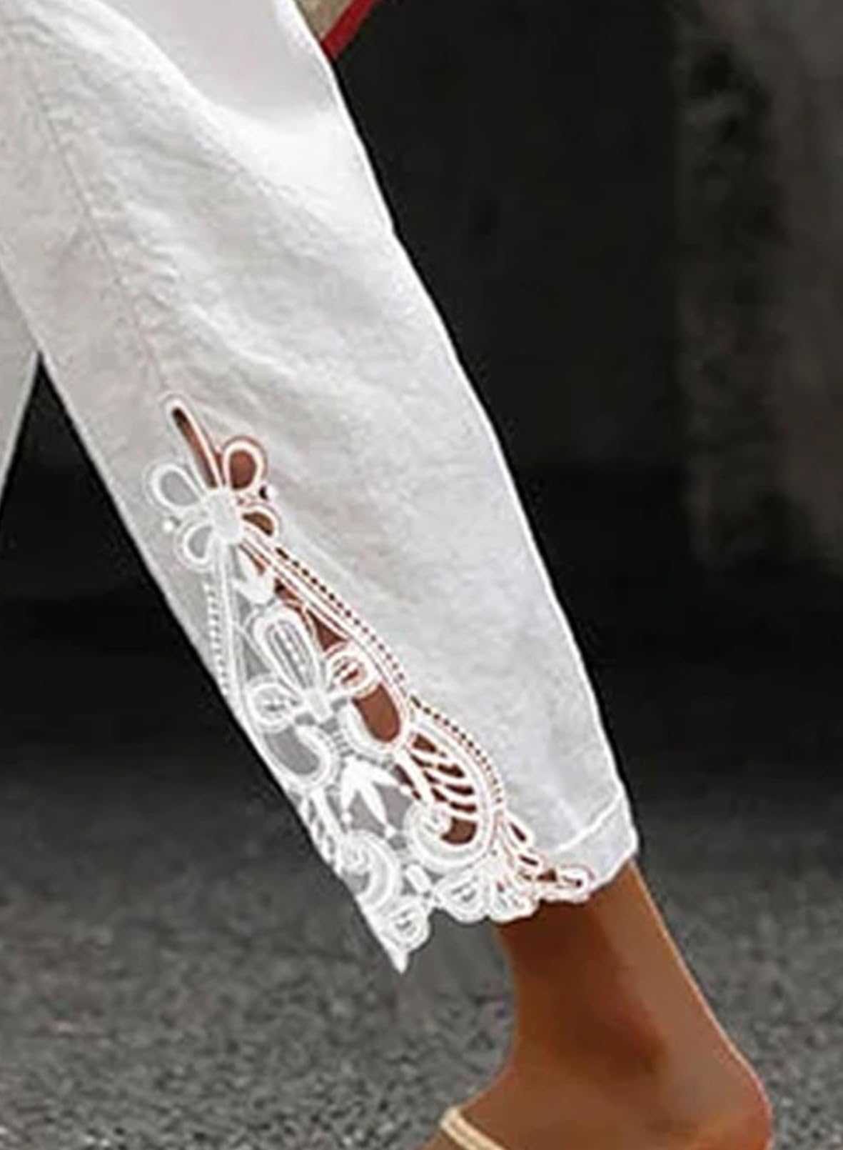 Foto 4 pulgar | Pantalones Acelit De Lino, Casuales, Ligeros, Con Cordón, Cintura Blanca - Venta Internacional.