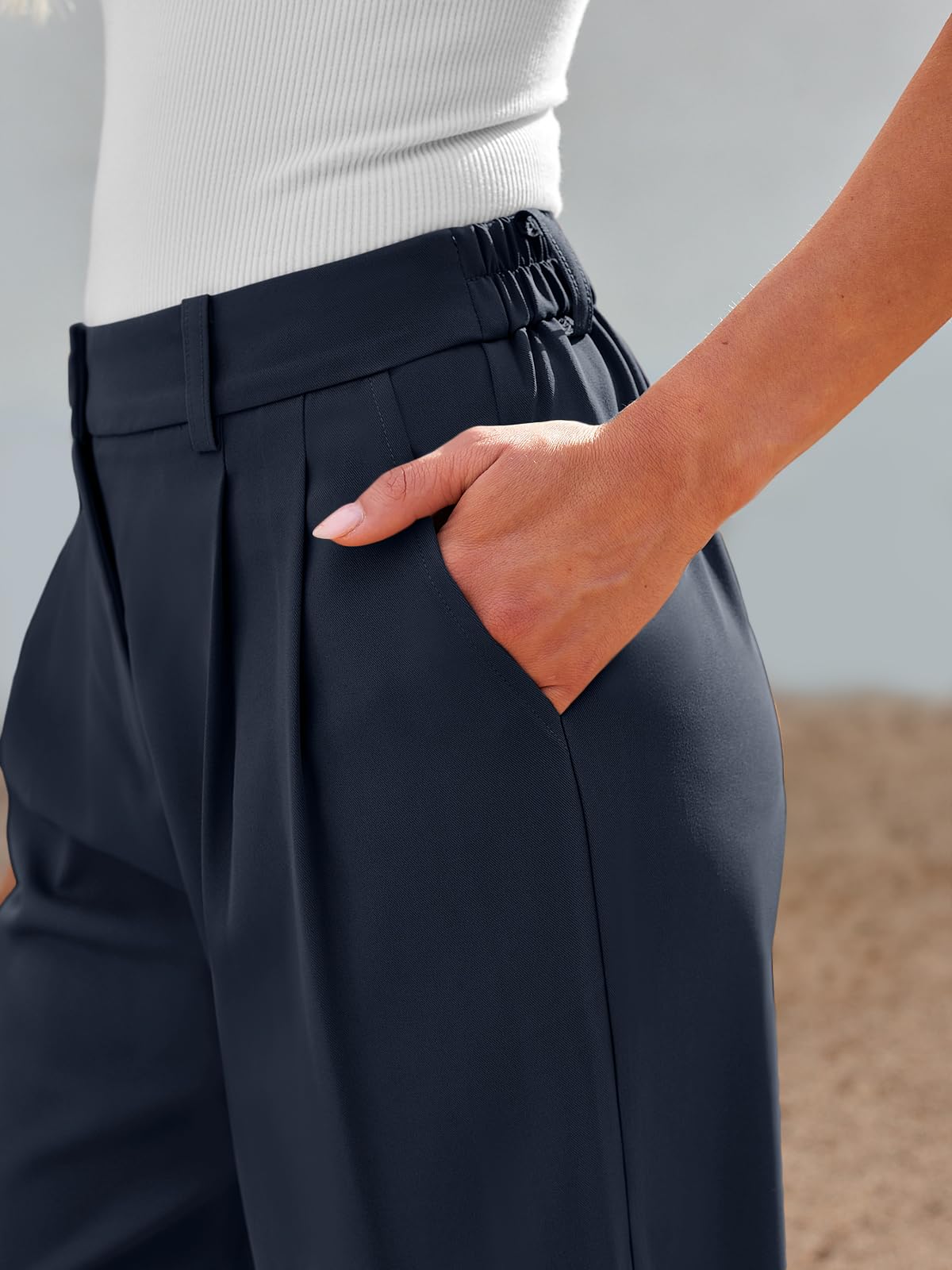 Foto 5 pulgar | Pantalones Lilusory Vestido Ancho De Pernera Ancha Para Mujer, Color Azul Marino, Estilo Palazzo - Venta Internacional.