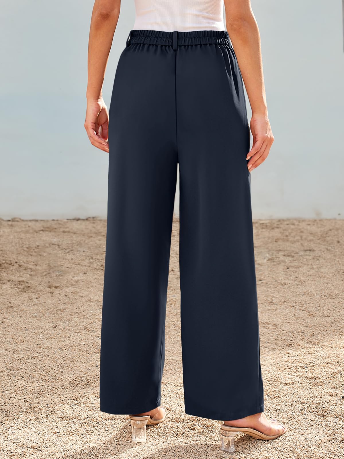 Foto 6 pulgar | Pantalones Lilusory Vestido Ancho De Pernera Ancha Para Mujer, Color Azul Marino, Estilo Palazzo - Venta Internacional.