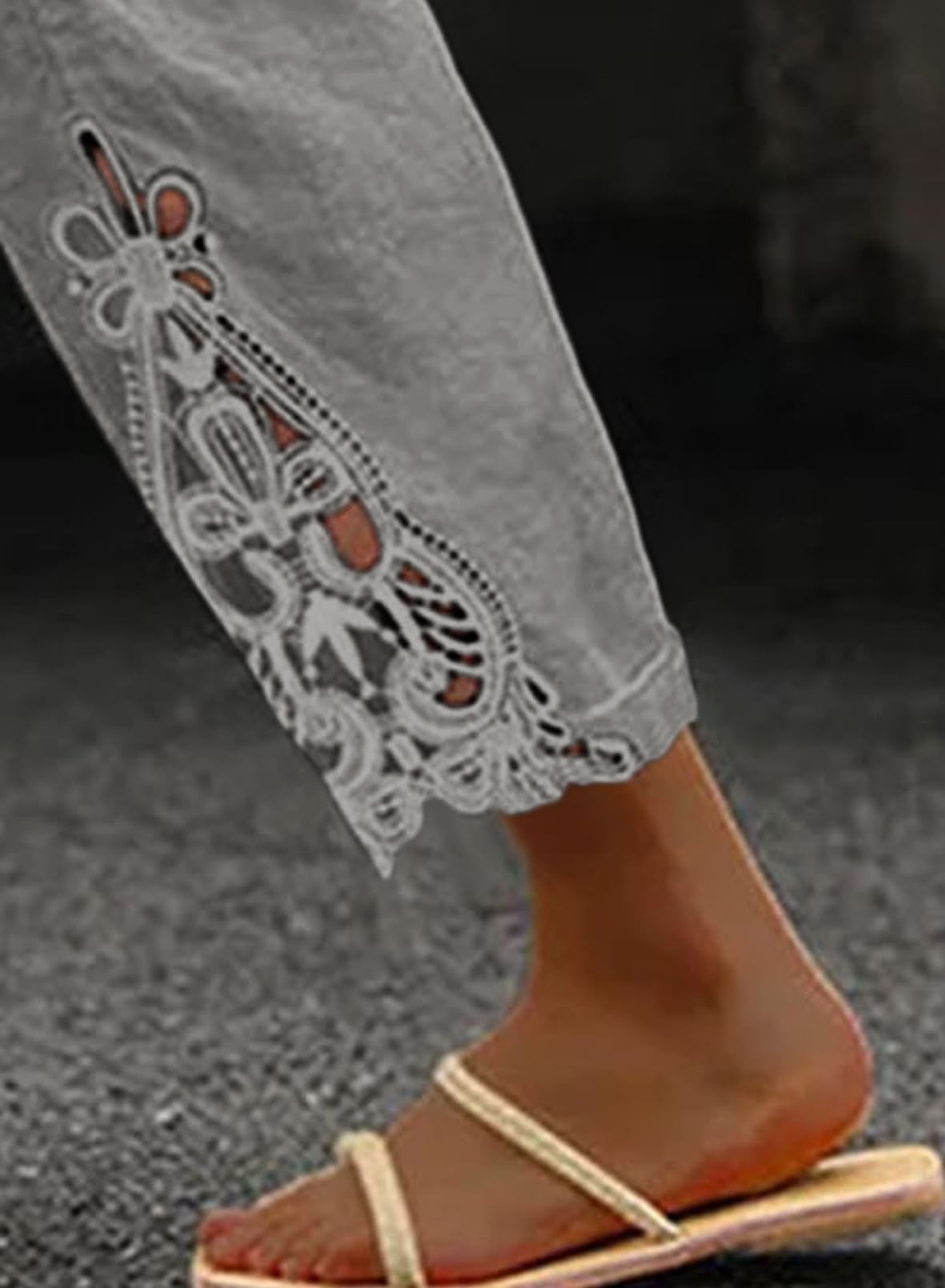 Foto 4 pulgar | Pantalones Acelit Casuales De Lino Con Cordón Y Cintura Elástica Para Mujer - Venta Internacional.