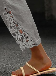 Foto 3 | Pantalones Acelit Casuales De Lino Con Cordón Y Cintura Elástica Para Mujer - Venta Internacional.