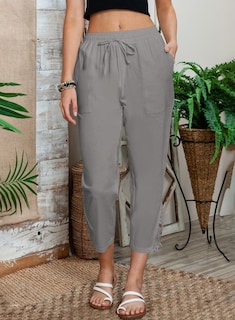 Foto 4 | Pantalones Acelit Casuales De Lino Con Cordón Y Cintura Elástica Para Mujer - Venta Internacional.