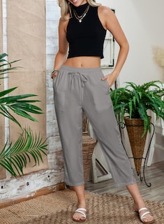 Foto 7 | Pantalones Acelit Casuales De Lino Con Cordón Y Cintura Elástica Para Mujer - Venta Internacional.