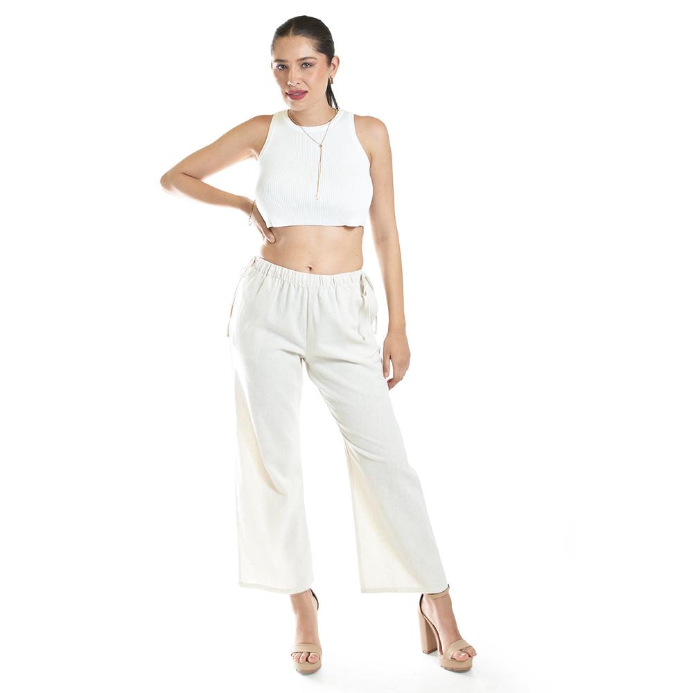Foto 1 | Pantalón De Lino Con Lazos Roman Fashion /juvenil, 8055 (arena) Beige