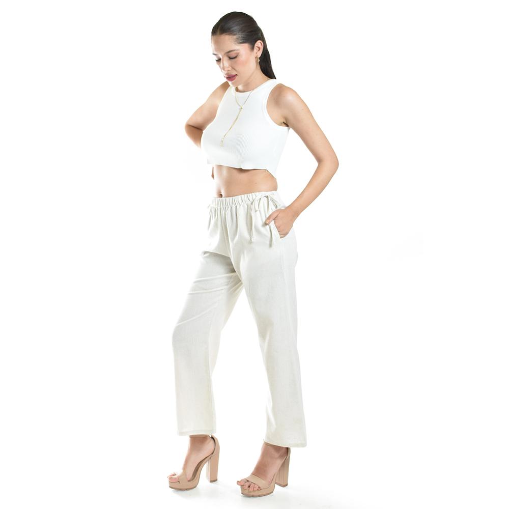 Foto 2 | Pantalón De Lino Con Lazos Roman Fashion /juvenil, 8055 (arena) Beige
