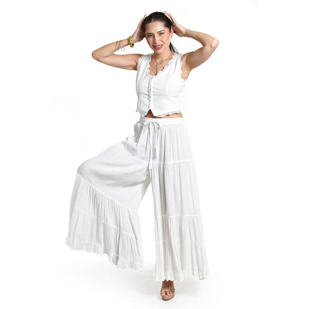 Foto 2 pulgar | Pantalon Estilo Palazzo Roman Fashion /juvenil, R42 (blanco) Blanco