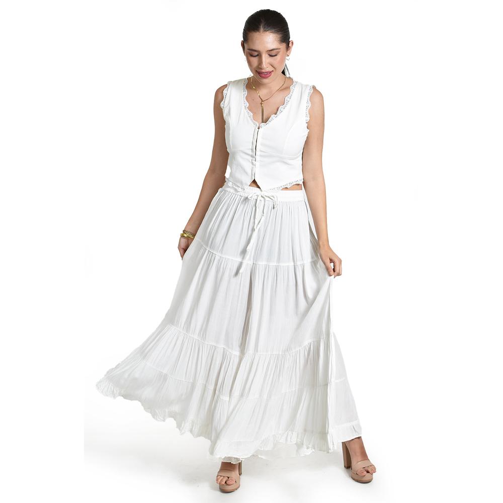 Foto 5 pulgar | Pantalon Estilo Palazzo Roman Fashion /juvenil, R42 (blanco) Blanco