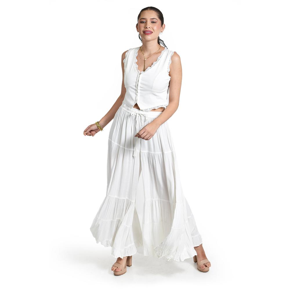 Foto 6 pulgar | Pantalon Estilo Palazzo Roman Fashion /juvenil, R42 (blanco) Blanco
