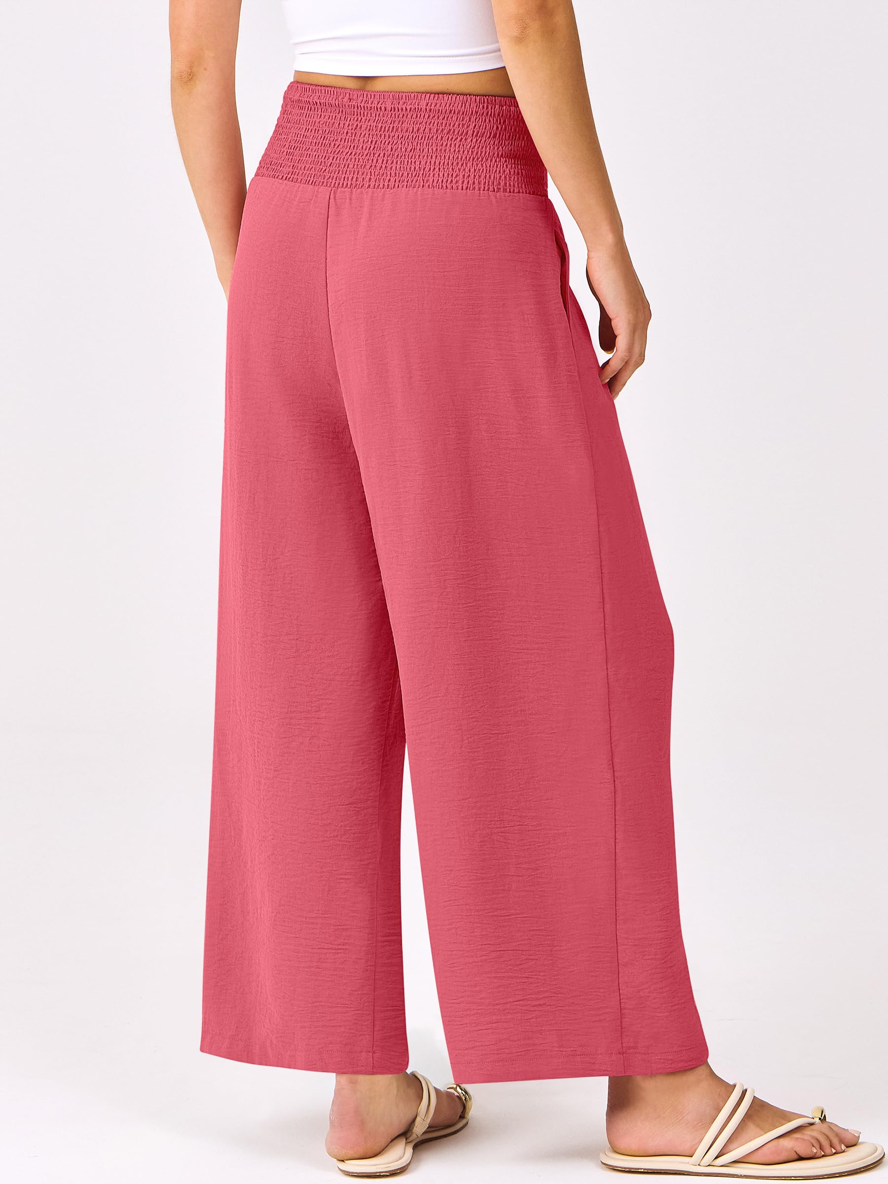 Foto 4 pulgar | Pantalones Palazzo Anrabess Para Mujer, Pierna Ancha, Cintura Alta, Color Coral - Venta Internacional.