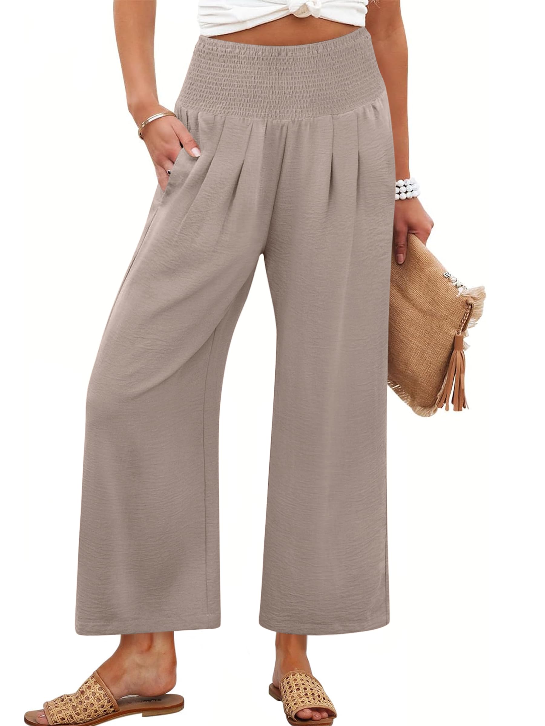 Foto 2 pulgar | Pantalones Palazzo Anrabess Para Mujer, Cintura Alta, Pernera Ancha - Venta Internacional.