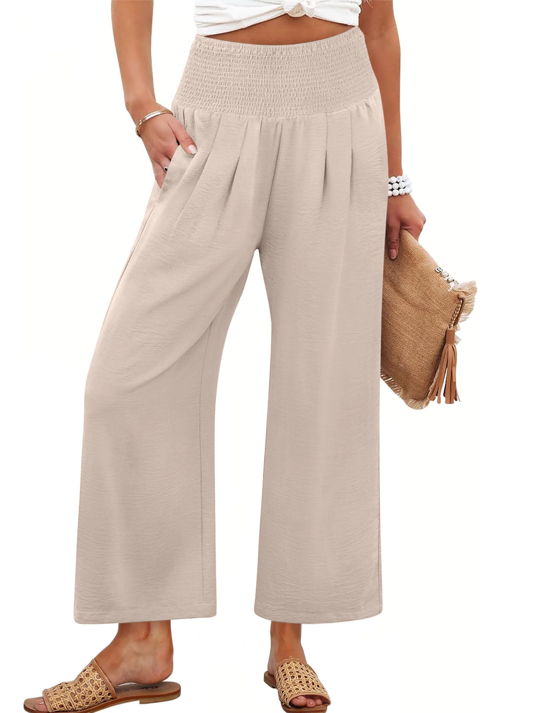 Foto 2 pulgar | Pantalones Palazzo Anrabess De Cintura Alta Y Pierna Ancha Para Mujer - Venta Internacional.