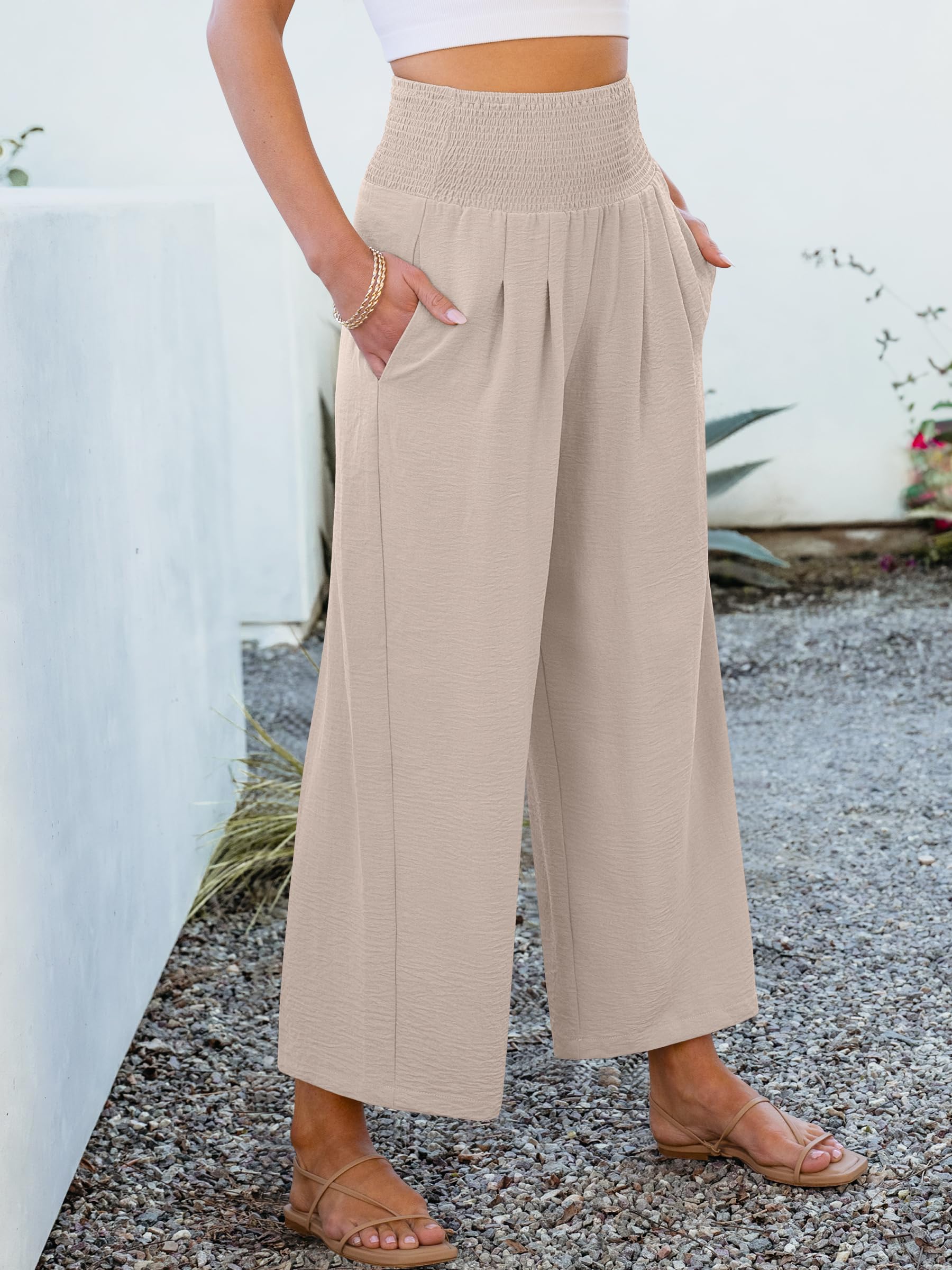 Foto 7 pulgar | Pantalones Palazzo Anrabess De Cintura Alta Y Pierna Ancha Para Mujer - Venta Internacional.