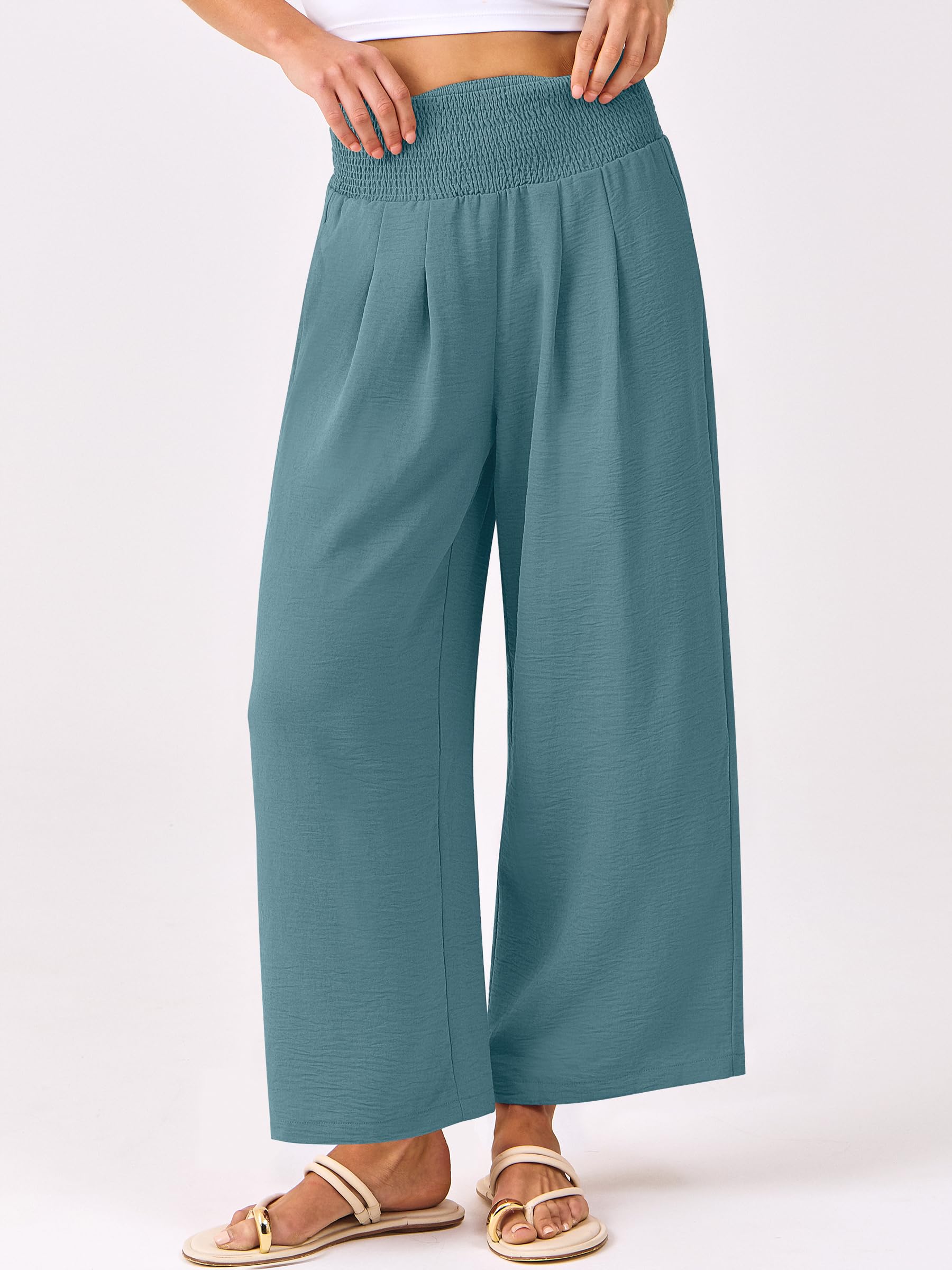 Foto 3 pulgar | Pantalones Palazzo Anrabess Para Mujer, Pierna Ancha, Cintura Alta, Modelo Lake S - Venta Internacional.