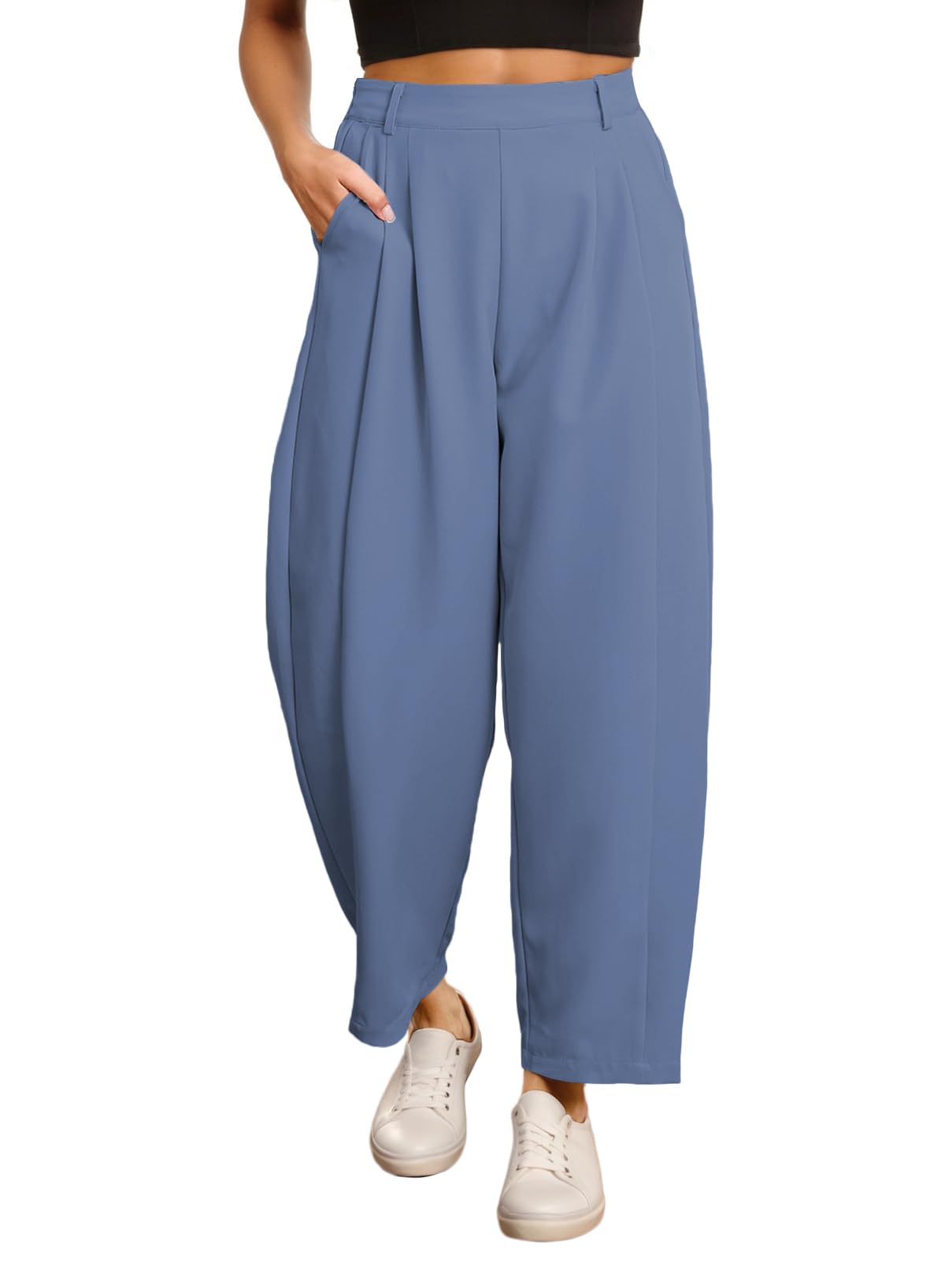 Pantalones Evaless Wide Leg Barrel Para Mujer, Color Azul Claro - Venta Internacional.