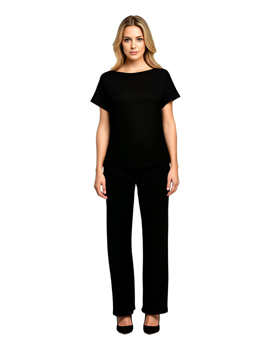 Foto 2 pulgar | Conjunto Casual Pantalón Recto Y Blusa Negro