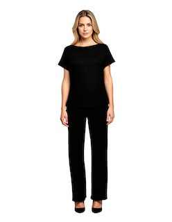 Foto 1 | Conjunto Casual Pantalón Recto Y Blusa Negro
