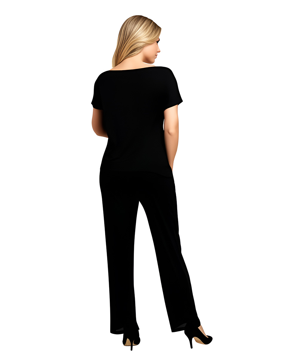 Foto 4 pulgar | Conjunto Casual Pantalón Recto Y Blusa Negro