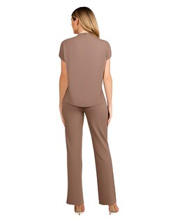Foto 3 | Conjunto Casual Pantalón Recto Y Blusa Marrón