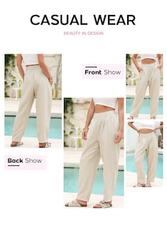 Foto 5 | Pantalones Evaless Pantalones De Trabajo Con Pernera Ancha Y Cintura Alta - Venta Internacional.
