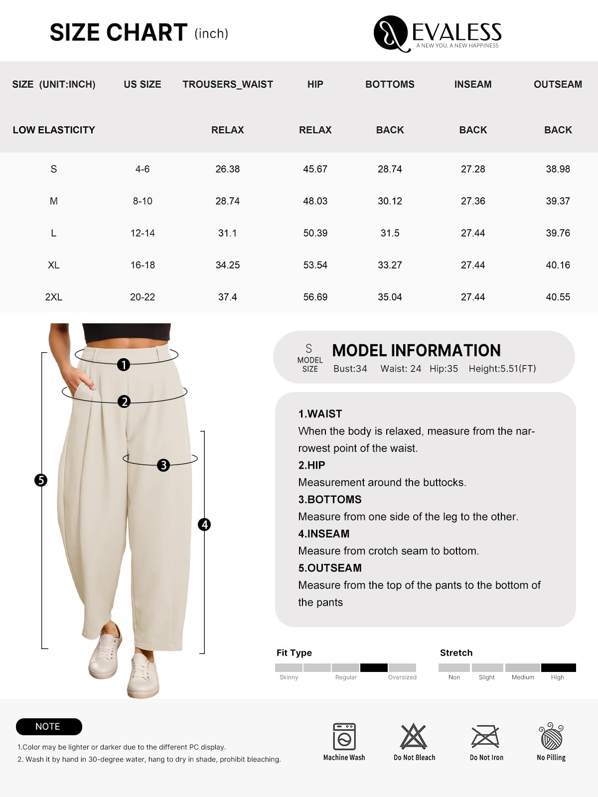 Foto 7 pulgar | Pantalones Evaless Pantalones De Trabajo Con Pernera Ancha Y Cintura Alta - Venta Internacional.