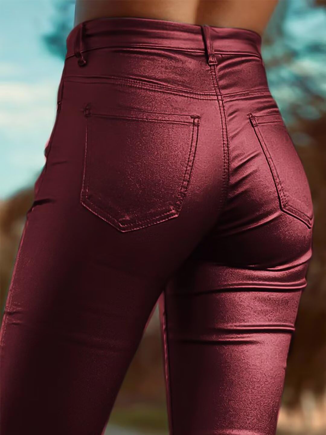 Foto 6 pulgar | Pantalones Con Forma De Bota En Forma De Bota, Piel Sintética, Cintura Alta, Rojo, Xs, Para Mujer - Venta Internacional