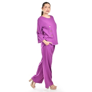 Foto 2 | Set De Lino Con Botones Decorativos Roman Fashion /juvenil, 0230 (morado) Violeta
