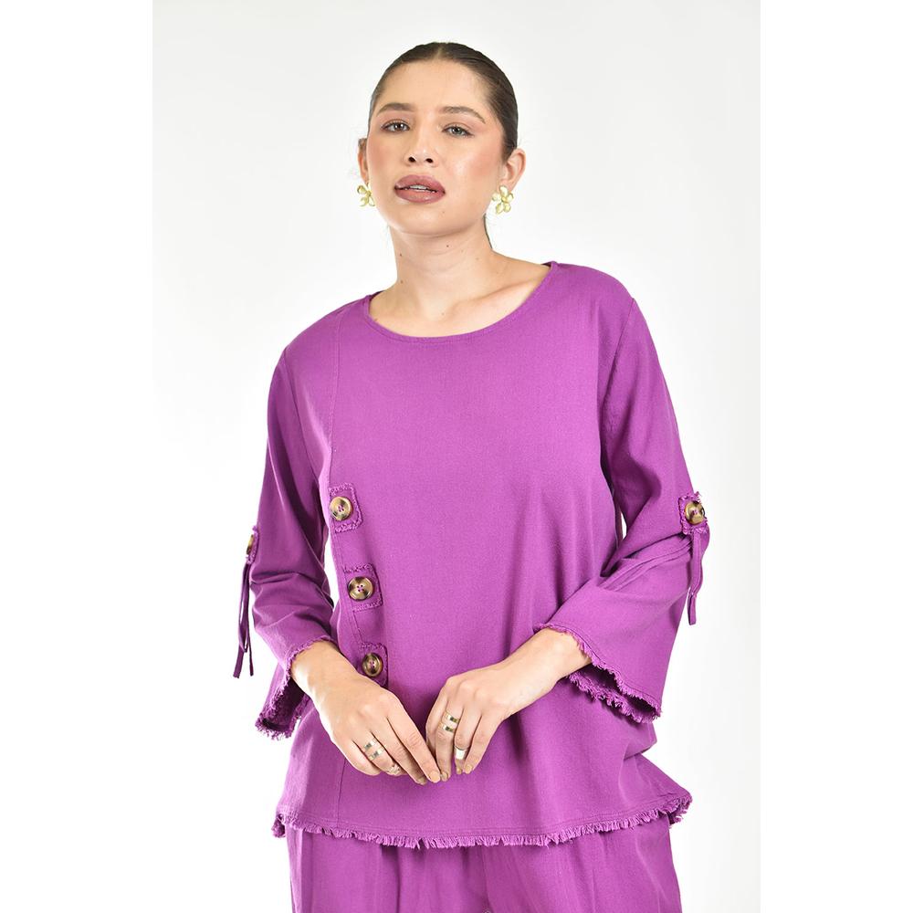 Foto 4 | Set De Lino Con Botones Decorativos Roman Fashion /juvenil, 0230 (morado) Violeta