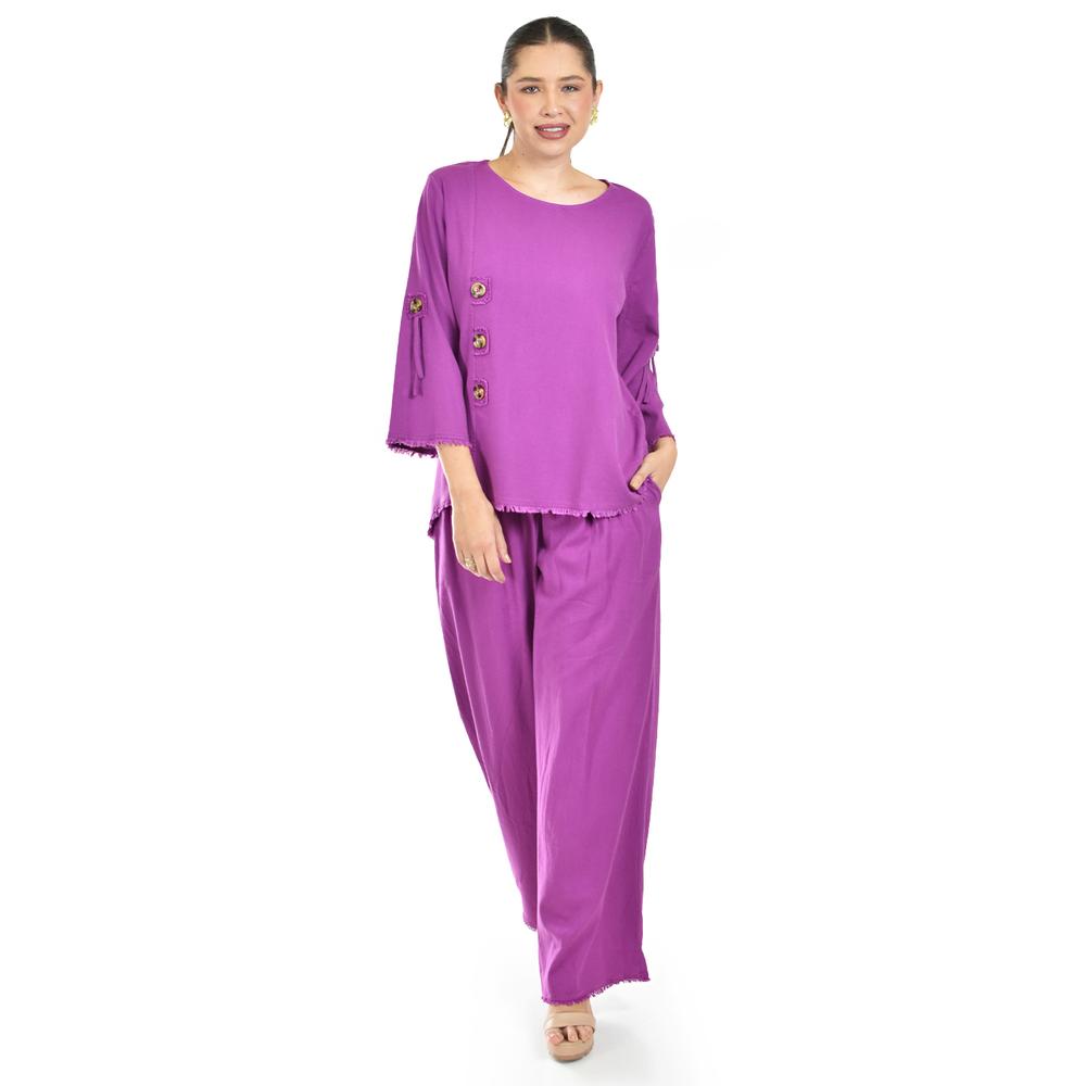 Foto 6 | Set De Lino Con Botones Decorativos Roman Fashion /juvenil, 0230 (morado) Violeta