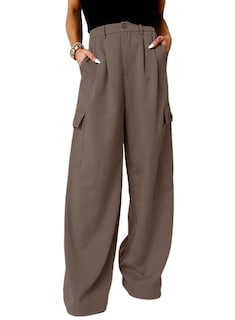 Foto 1 | Pantalones Cargo Dokotoo, Vestido De Trabajo Para Mujer, Pierna Ancha, Marrón Oscuro - Venta Internacional.