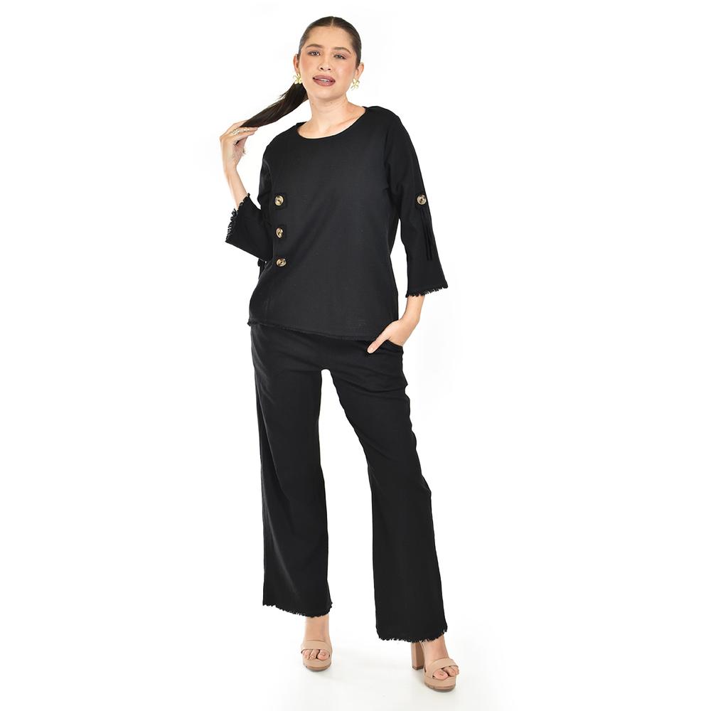 Foto 1 | Set De Lino Con Botones Decorativos Roman Fashion /juvenil, 0230 (negro) Negro