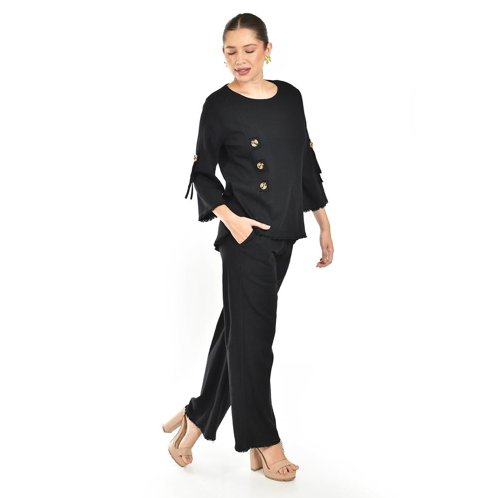 Foto 2 | Set De Lino Con Botones Decorativos Roman Fashion /juvenil, 0230 (negro) Negro