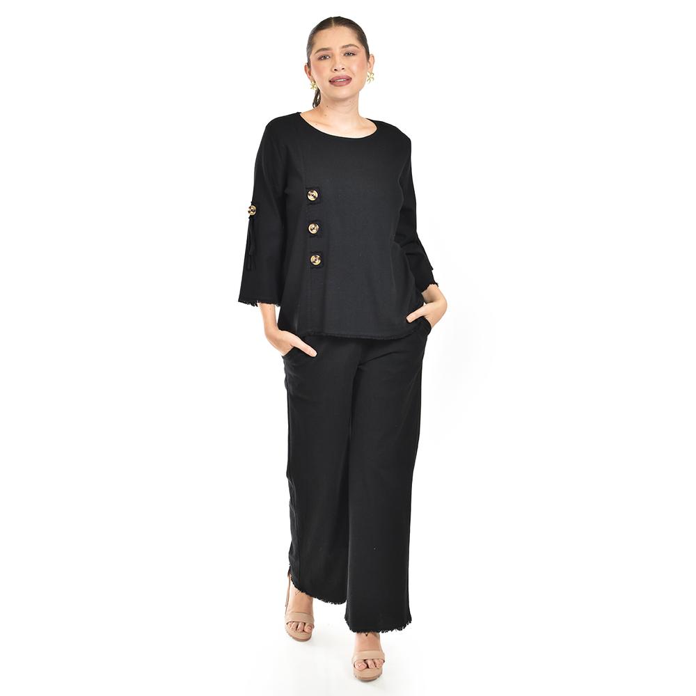 Foto 5 | Set De Lino Con Botones Decorativos Roman Fashion /juvenil, 0230 (negro) Negro