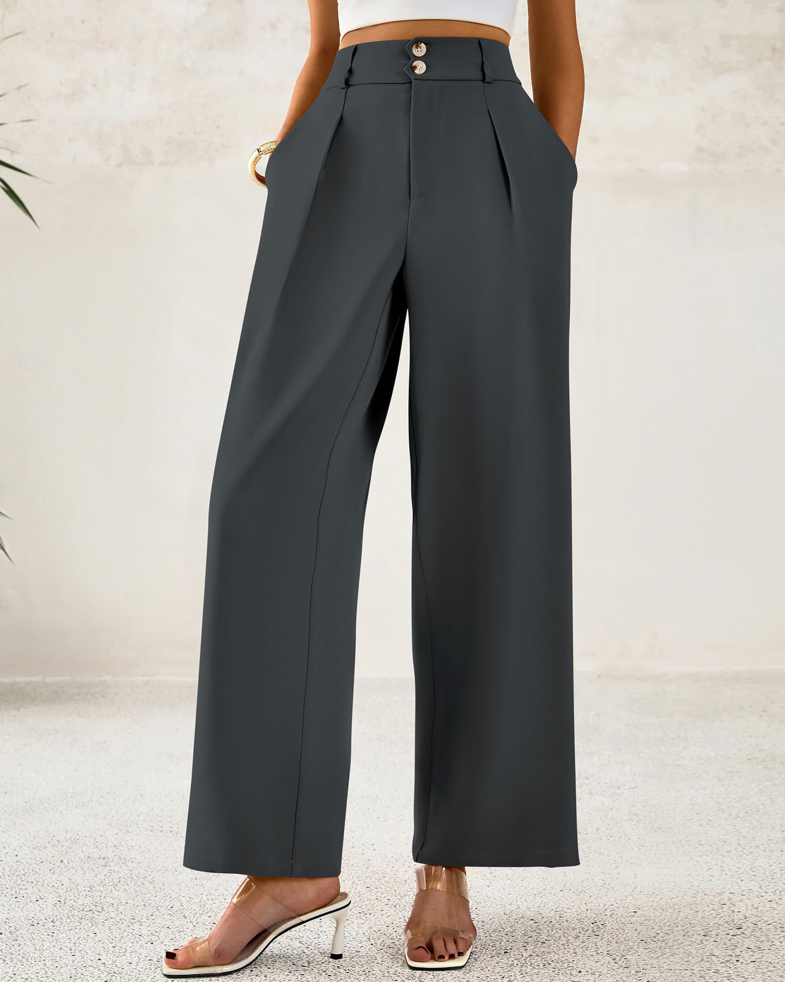 Foto 4 | Pantalones De Vestir De Pierna Ancha Btfbm 2025 De Cintura Alta Para Mujer - Venta Internacional.