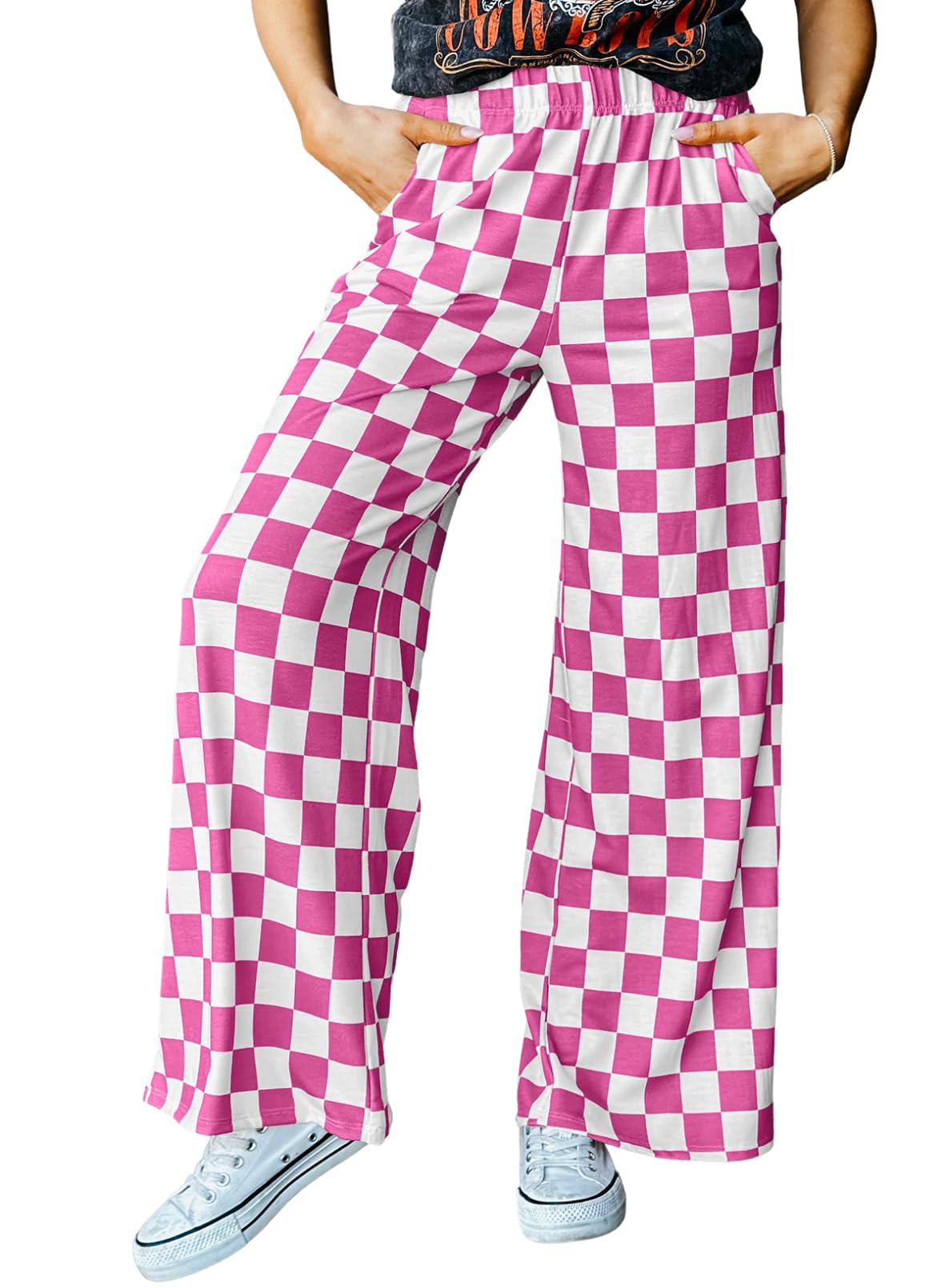 Pantalones Acelit A Cuadros Casuales Para Mujer, Primavera Y Verano, Color Rosa - Venta Internacional.