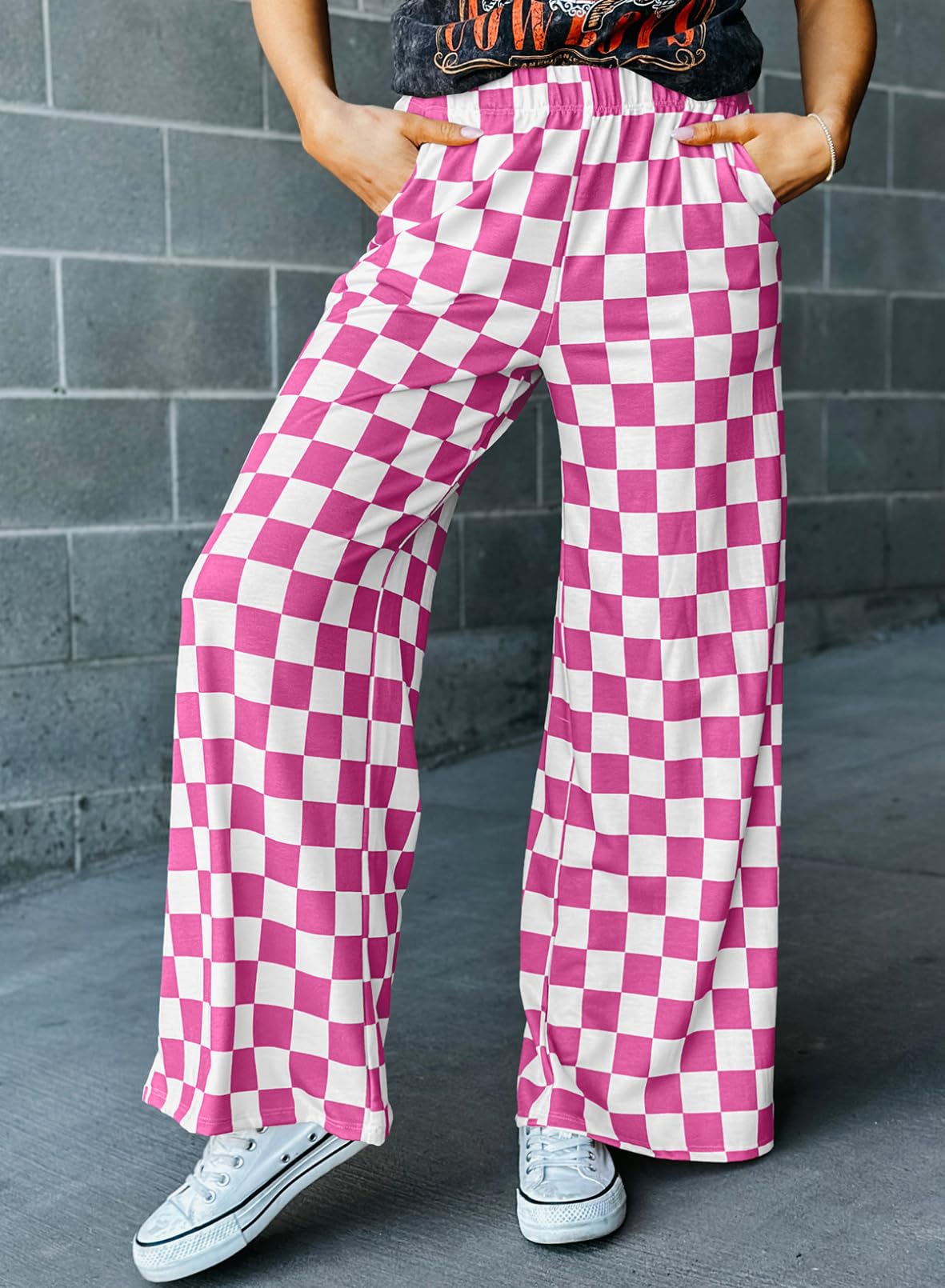 Foto 5 pulgar | Pantalones Acelit A Cuadros Casuales Para Mujer, Primavera Y Verano, Color Rosa - Venta Internacional.