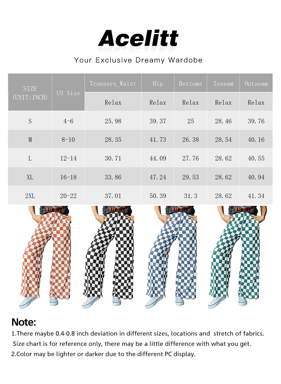Foto 6 pulgar | Pantalones Acelit A Cuadros Casuales Para Mujer, Primavera Y Verano, Color Rosa - Venta Internacional.