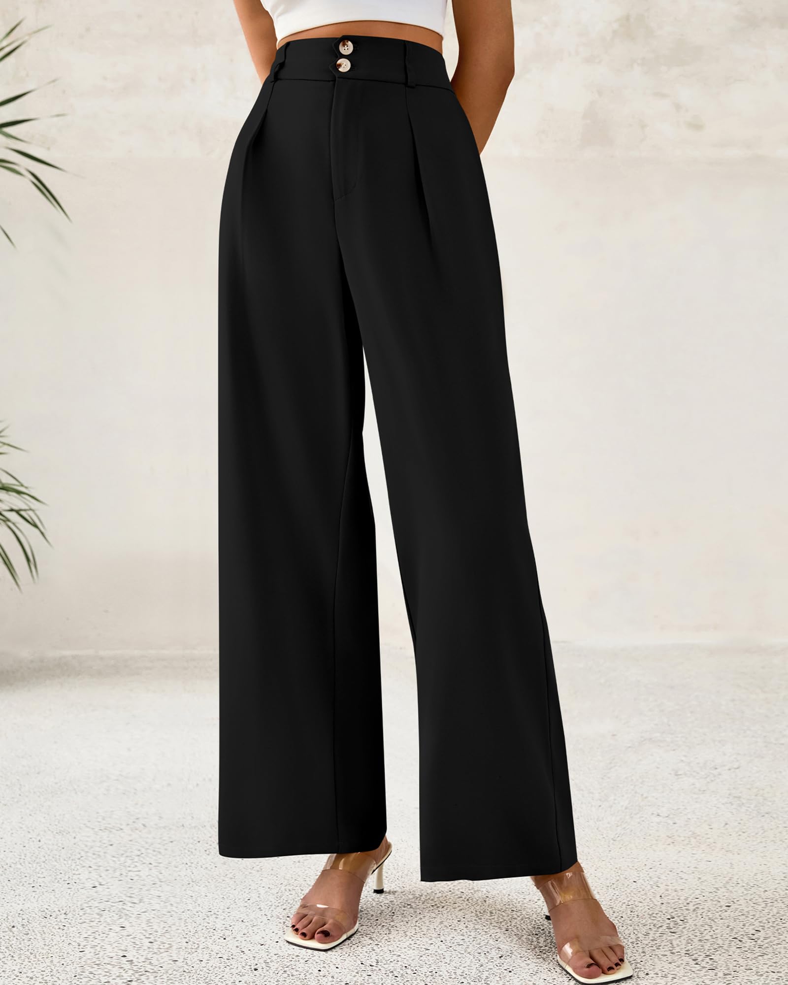 Foto 3 pulgar | Pantalones De Vestir De Pierna Ancha Btfbm 2025 Para Mujer De Cintura Alta, Negros - Venta Internacional.