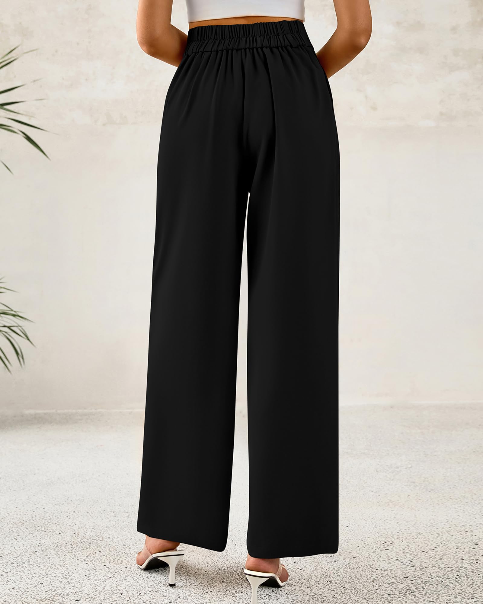 Foto 4 pulgar | Pantalones De Vestir De Pierna Ancha Btfbm 2025 Para Mujer De Cintura Alta, Negros - Venta Internacional.