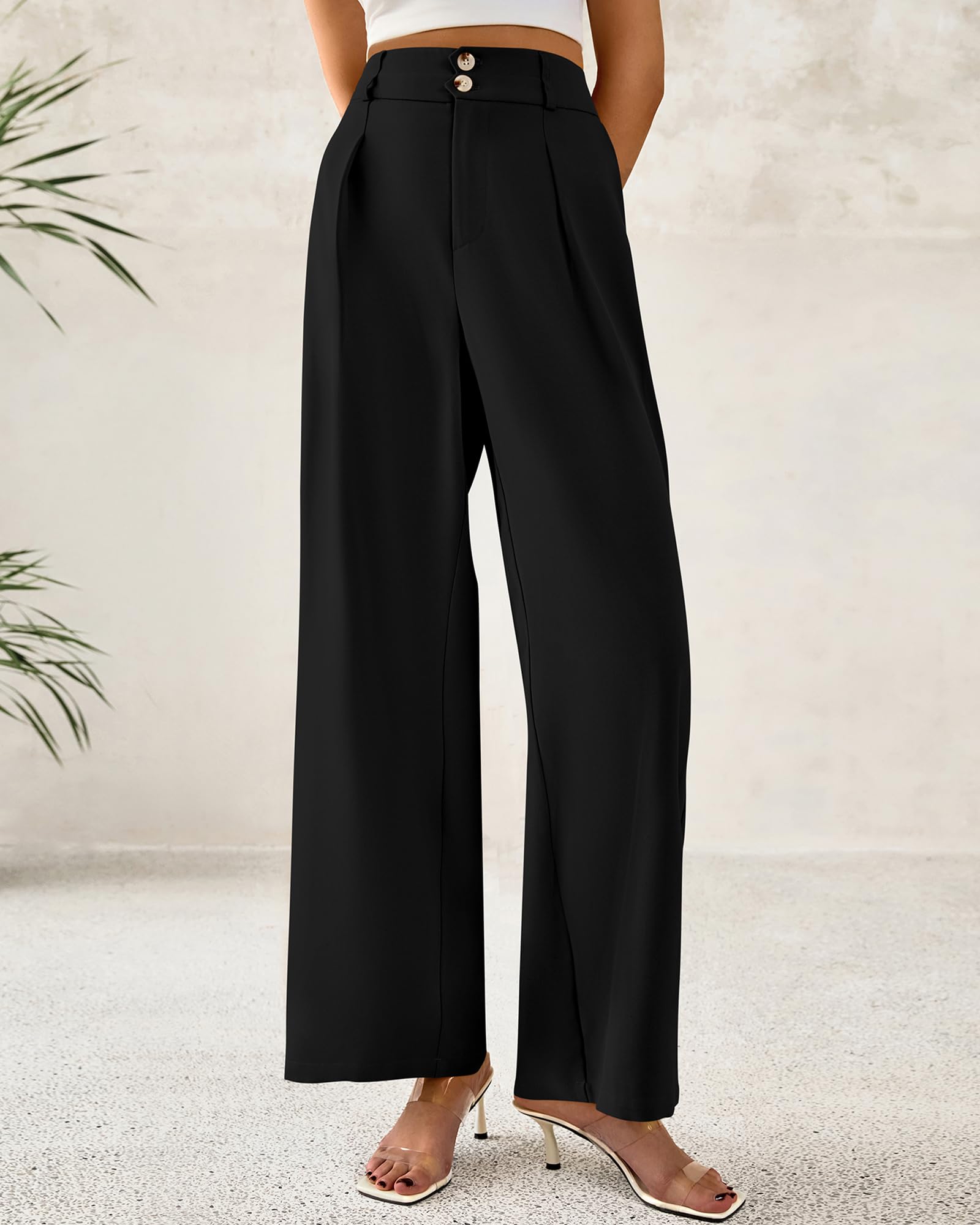 Foto 6 pulgar | Pantalones De Vestir De Pierna Ancha Btfbm 2025 Para Mujer De Cintura Alta, Negros - Venta Internacional.