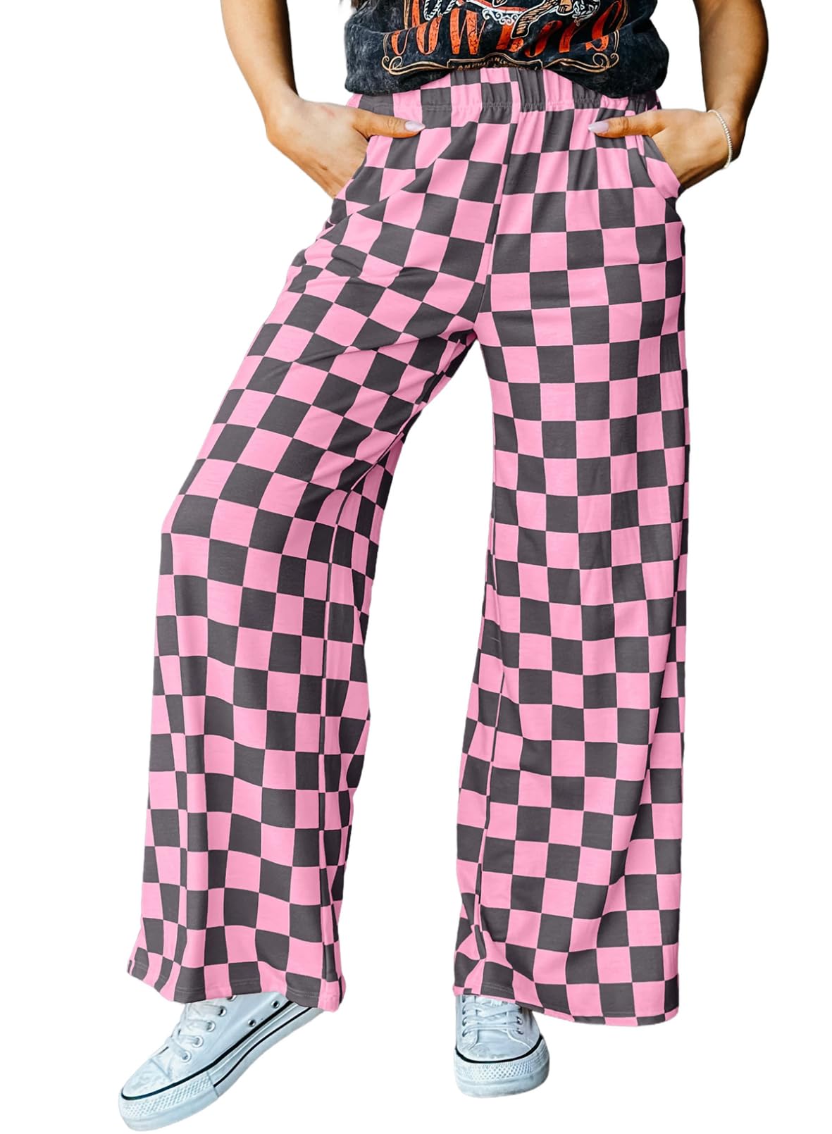 Pantalones Acelit A Cuadros Casuales Para Mujer 2025, Primavera Y Verano, Rosa - Venta Internacional.