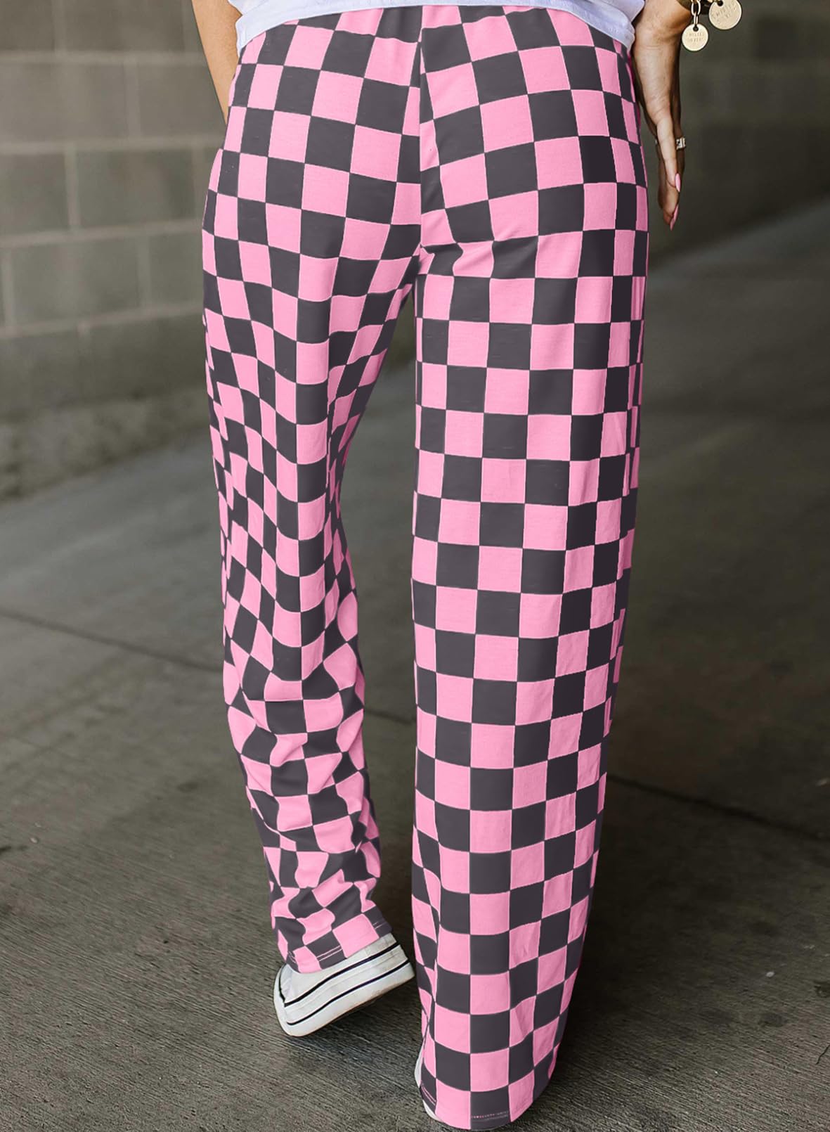 Foto 3 pulgar | Pantalones Acelit A Cuadros Casuales Para Mujer 2025, Primavera Y Verano, Rosa - Venta Internacional.