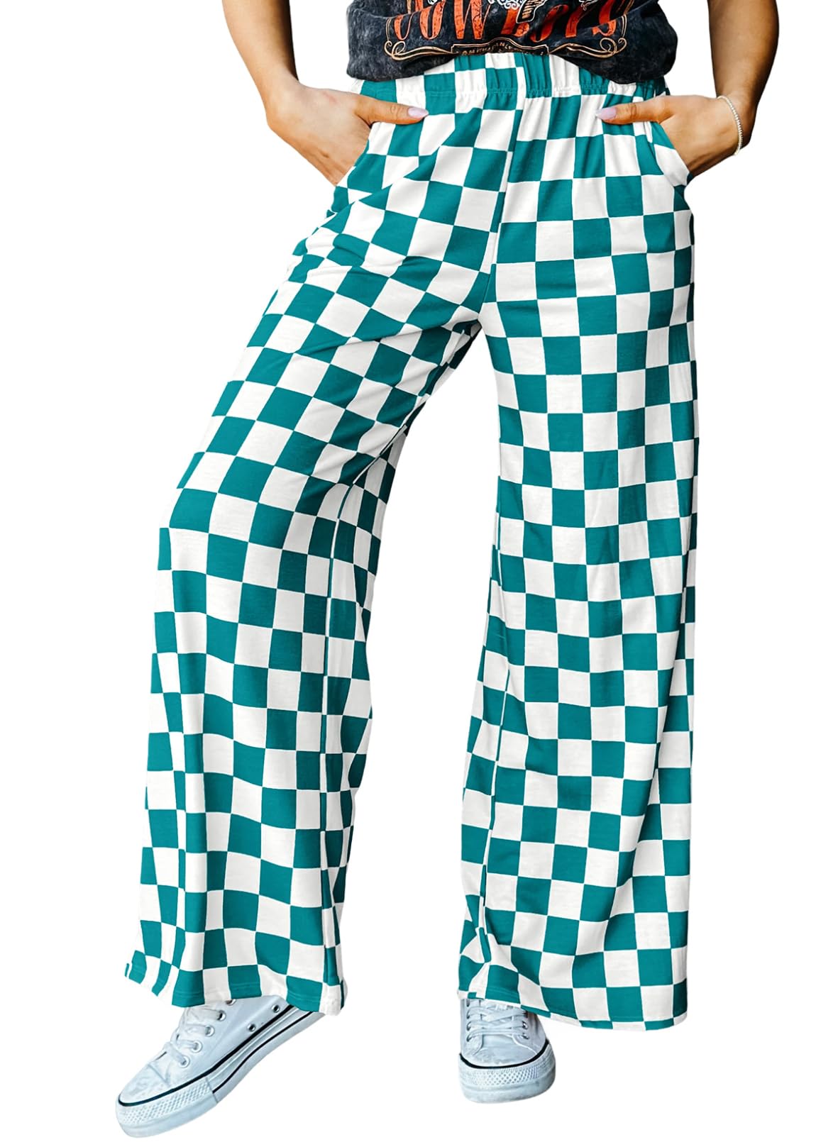 Foto 2 pulgar | Pantalones Acelit A Cuadros Casuales Para Mujer 2025, Primavera Y Verano, Verde - Venta Internacional.