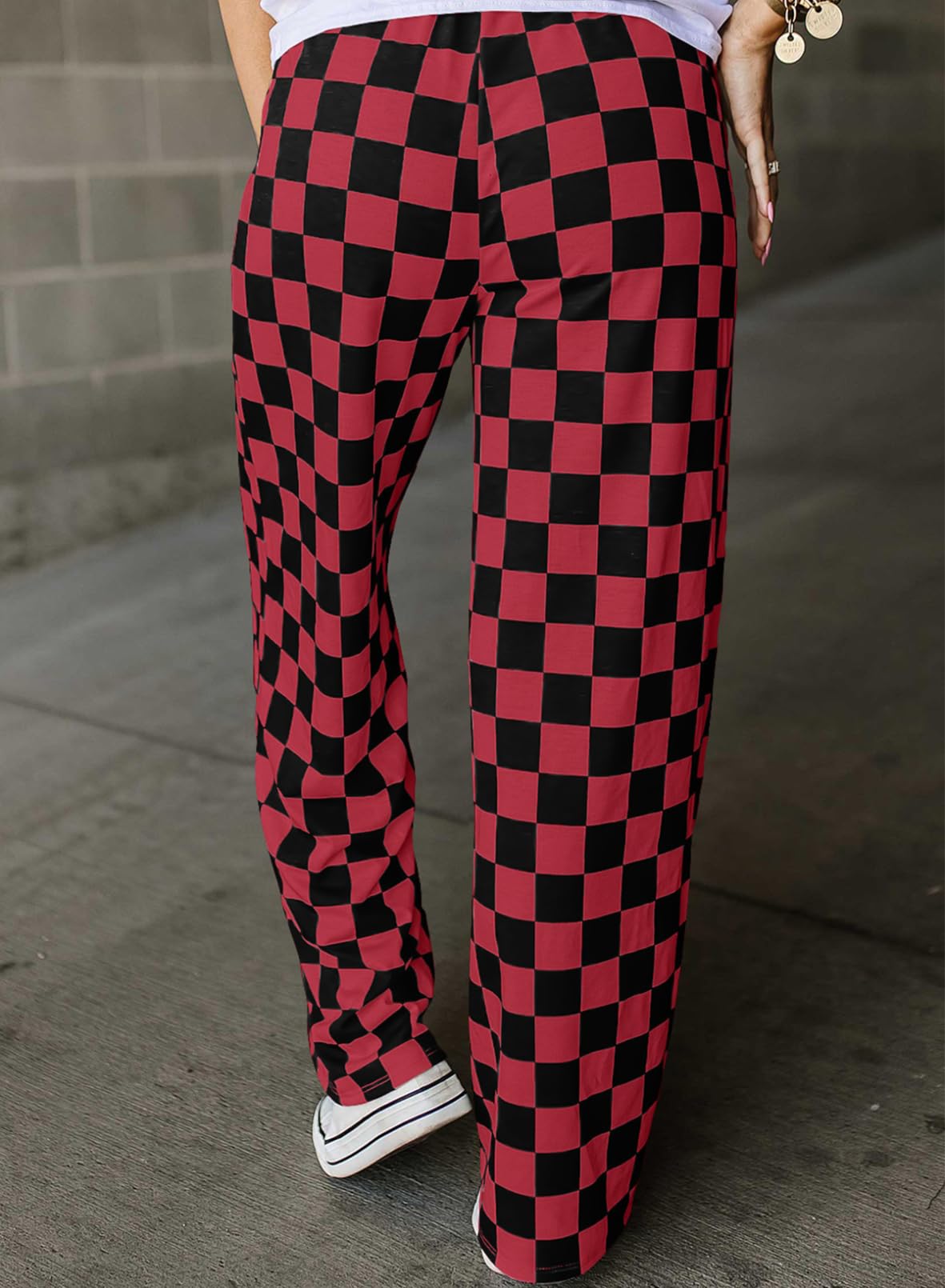 Foto 3 pulgar | Pantalones Acelit A Cuadros Casuales Para Mujer, Primavera Verano, Rojo - Venta Internacional.