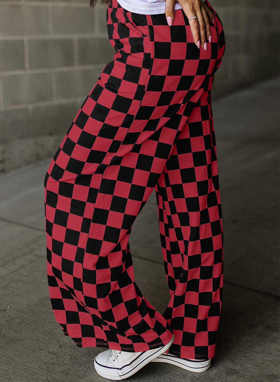 Foto 4 pulgar | Pantalones Acelit A Cuadros Casuales Para Mujer, Primavera Verano, Rojo - Venta Internacional.