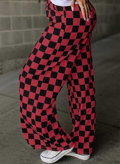 Foto 3 | Pantalones Acelit A Cuadros Casuales Para Mujer, Primavera Verano, Rojo - Venta Internacional.