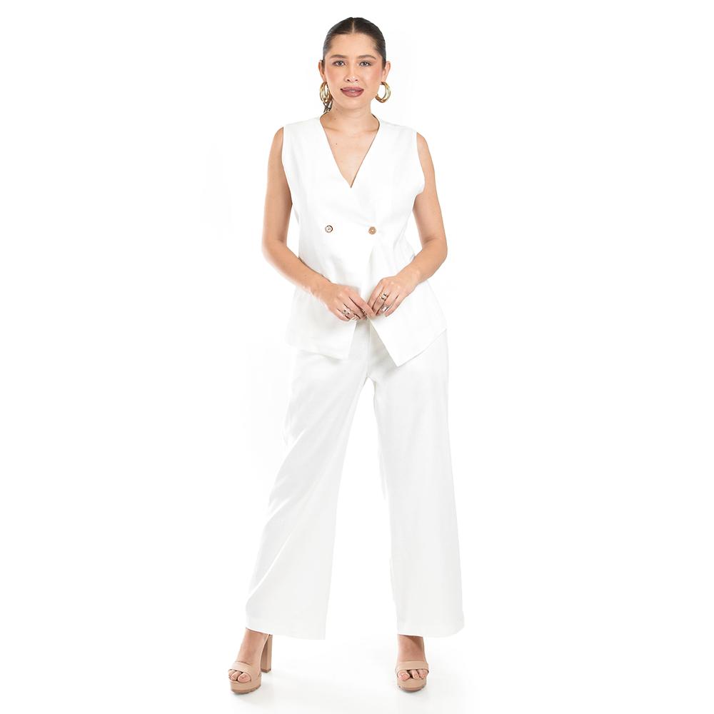 Set De Lino Sin Mangas Roman Fashion /juvenil, 0210 (blanco) Blanco