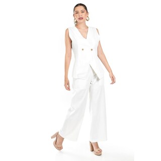 Foto 5 | Set De Lino Sin Mangas Roman Fashion /juvenil, 0210 (blanco) Blanco
