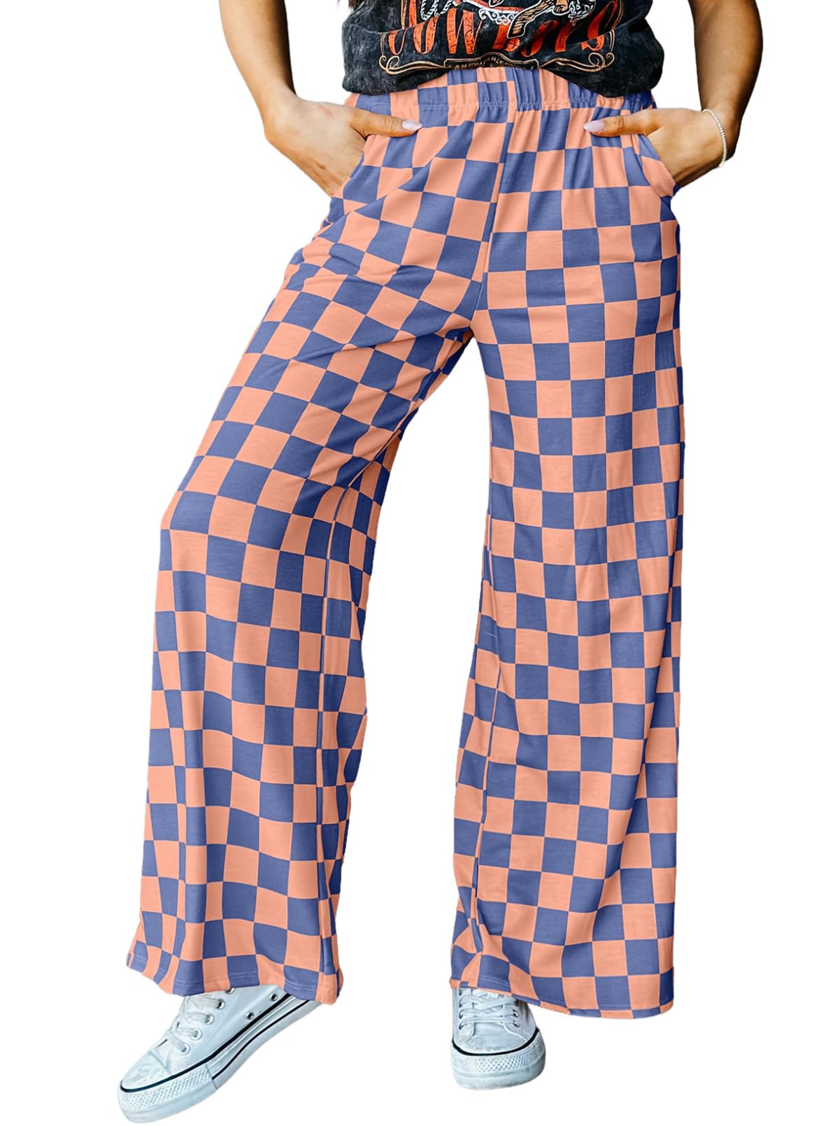 Foto 2 pulgar | Pantalones Acelit A Cuadros Casuales Para Mujer 2025, Primavera Y Verano, Naranja - Venta Internacional.